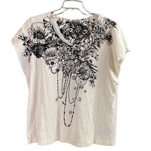 AVENUE Tees 2 Please Ladies Plus Size 22/24 Floral Rhinestine Embellished